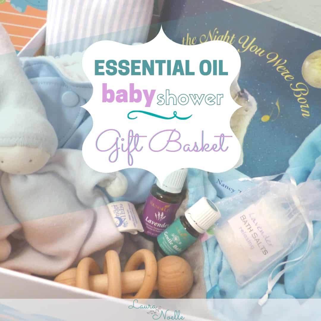 Make a cuddly and comforting baby shower gift basket! | baby shower | gift basket | essential oils 