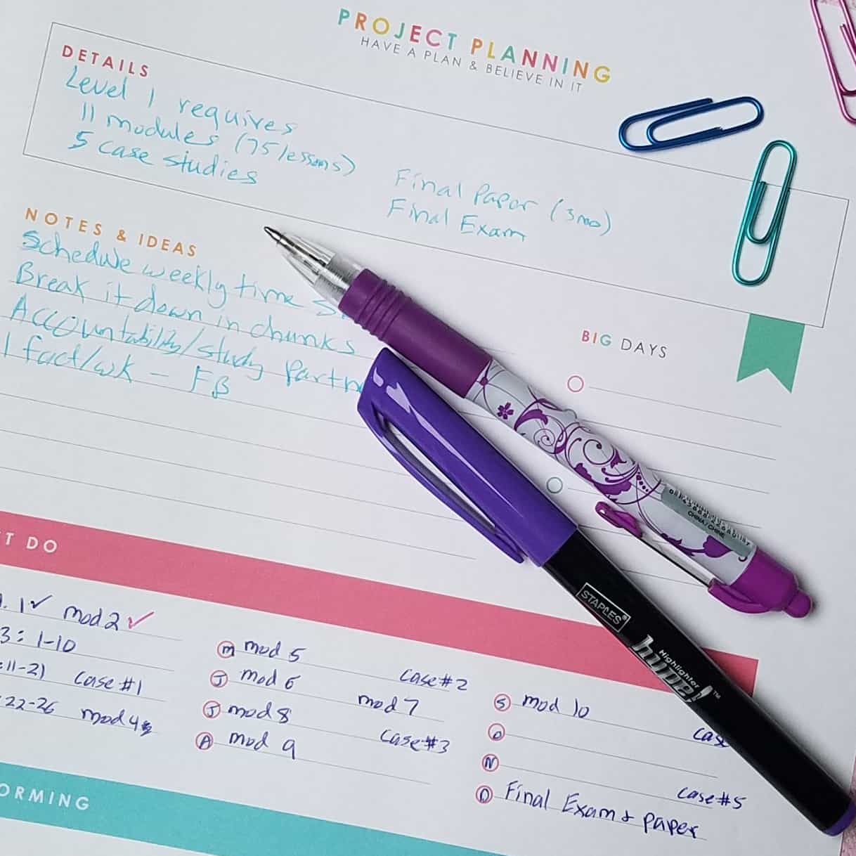 Project Planning with the goal crushing Living Well Planner